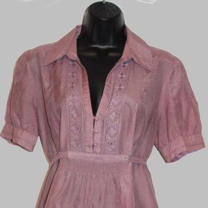 Trendy Embroidered Lavender Blouse